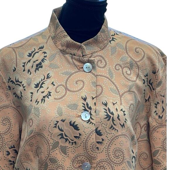 ORVIS Sz Med Floral Swirls Embroidered Pearl Button Mandarin Collar BlazerJacket - Picture 3 of 9